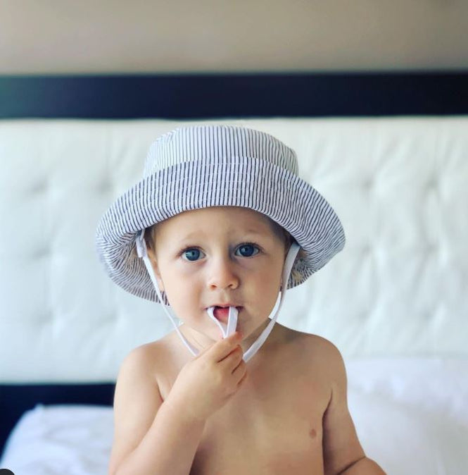 Midnight Blue & White Stripe Bucket Hat